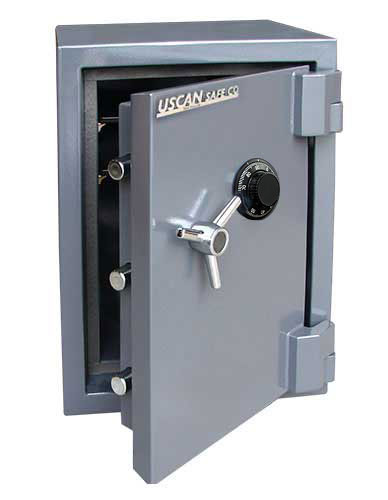 USCAN SB-02C High Security Safe showing heavy-duty steel hinges