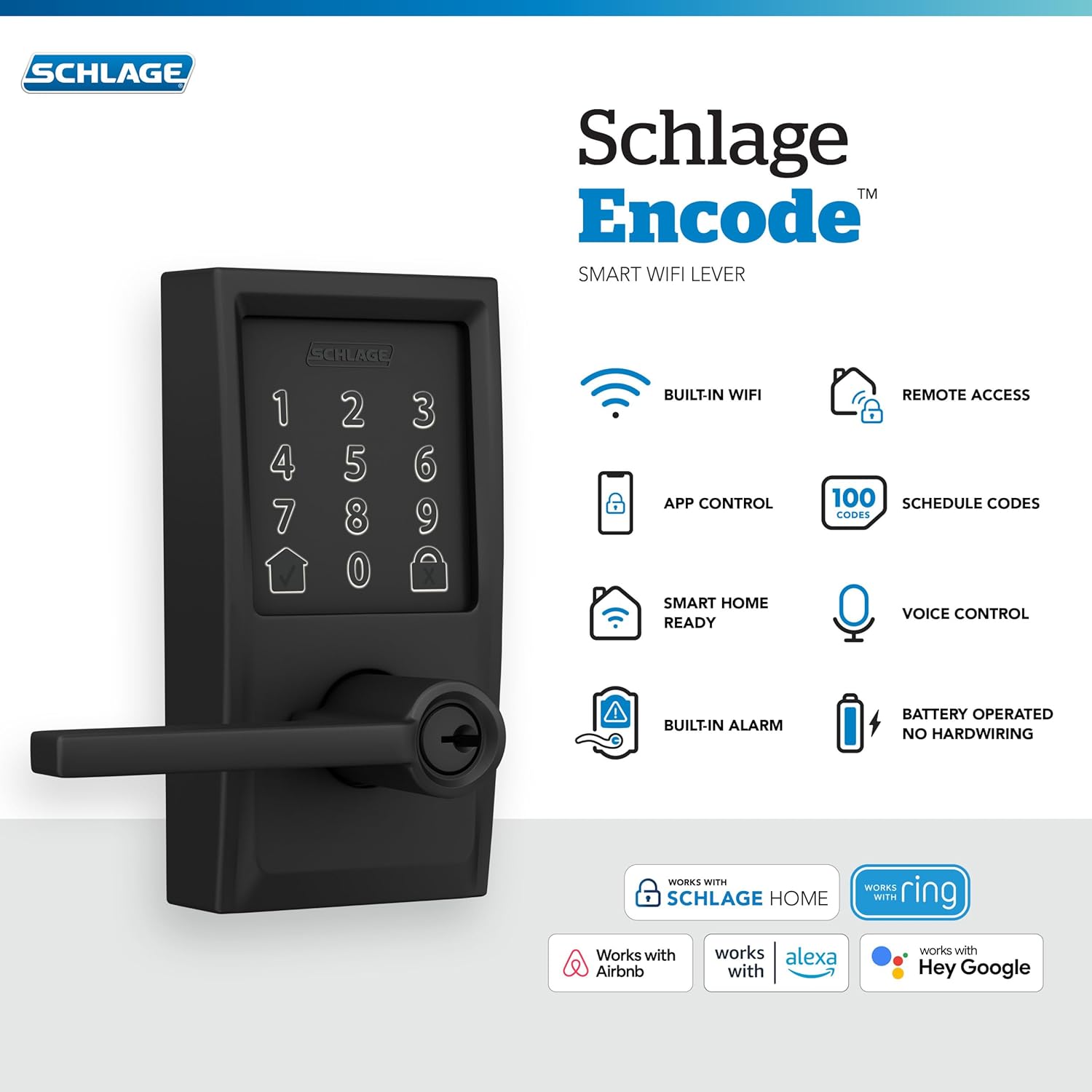 Schlage Encode - Wi-Fi -  Latitude Lever - Century Trim