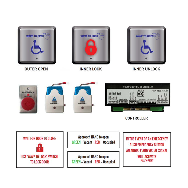 Micom HWK-01-SS Touchless Washroom Access & Assistance Kit