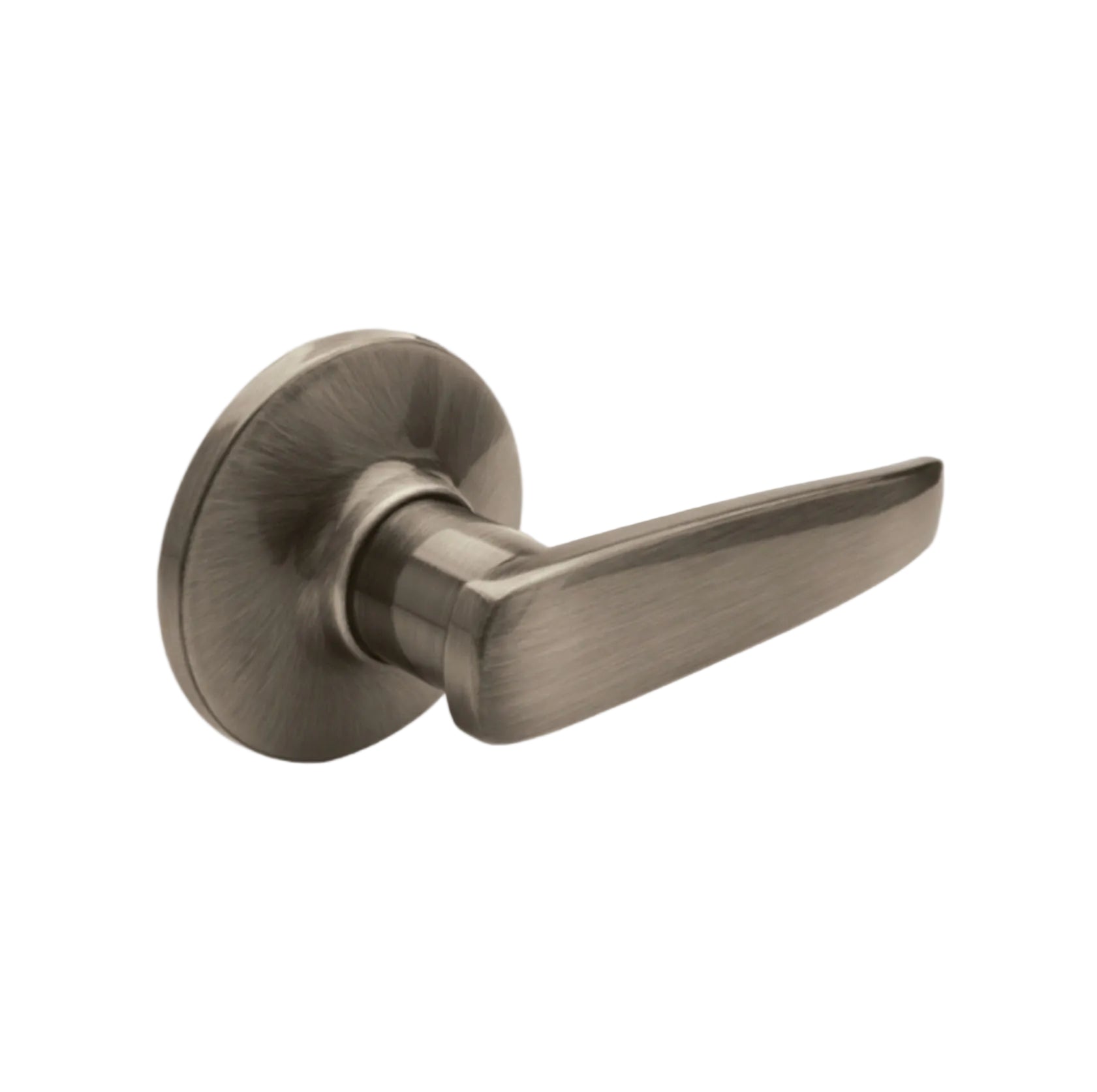 Bronze door handle on a light gray background
